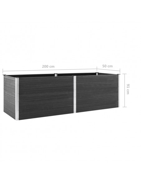 Fioriera Rialzata da Giardino 200x50x91 cm in WPC Grigio