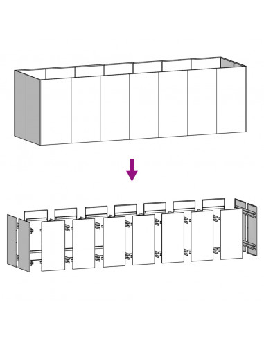 Fioriera Rialzata da Giardino 280x80x80 cm in Acciaio Corten