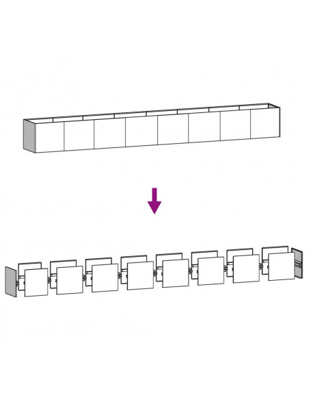 Fioriera Rialzata da Giardino 360x40x40 cm in Acciaio Corten