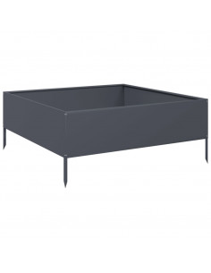 Fioriera Rialzata da Giardino Antracite 100x100x25 cm Acciaio 2