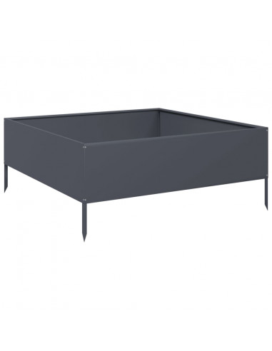 Fioriera Rialzata da Giardino Antracite 100x100x25 cm Acciaio