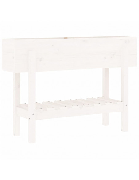 Fioriera Rialzata da Giardino Bianca 101x30x69 cm Massello Pino