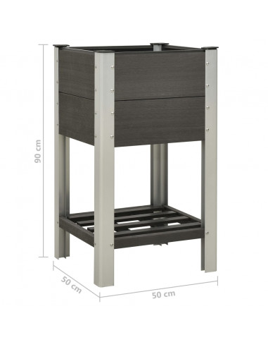 Fioriera Rialzata da Giardino con Ripiano 50x50x90cm WPC Grigio