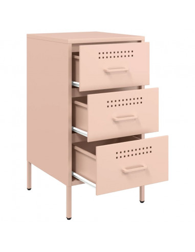 Comodini 2pz Rosa 36x39x68cm in Acciaio Laminato a Freddo
