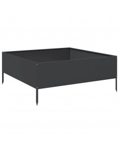 Fioriera Rialzata da Giardino Nera 100x100x25 cm in Acciaio 2