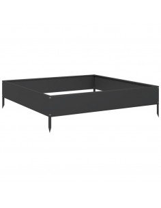 Fioriera Rialzata da Giardino Nera 100x100x26 cm in Acciaio 2