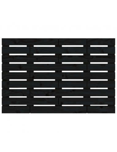 Testiera da Parete Nera 96x3x63 cm in Legno Massello di Pino