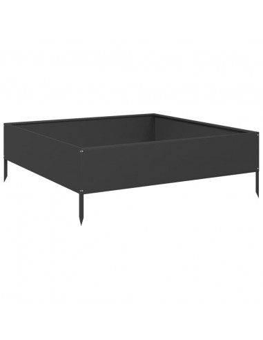 Fioriera Rialzata da Giardino Nera 100x100x33,5 cm in Acciaio