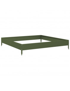 Fioriera Rialzata Giardino Verde Oliva 100x100x18,5 cm Acciaio