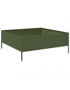 Fioriera Rialzata Giardino Verde Oliva 100x100x25 cm Acciaio 2