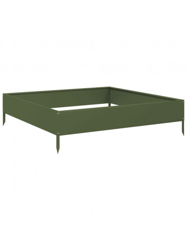Fioriera Rialzata Giardino Verde Oliva 100x100x26 cm Acciaio