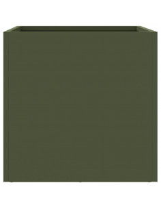 Fioriere da Giardino 2 pz Verde Oliva 32x30x29 cm in Acciaio 2