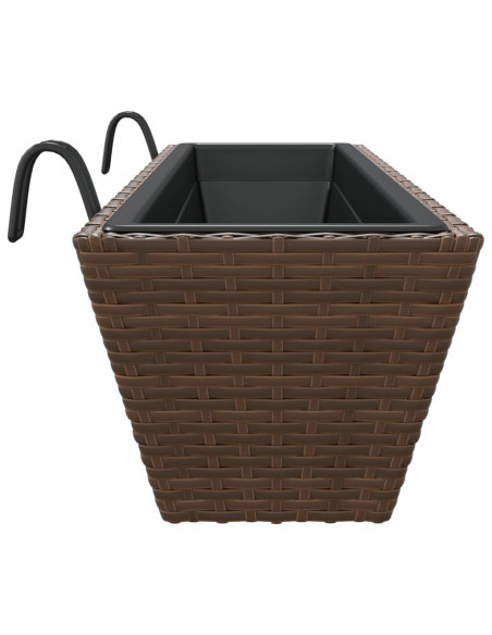 Fioriere con Ganci 2 pz Marroni in Polyrattan