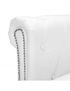 Divano Chesterfield a L in Finta Pelle Bianco