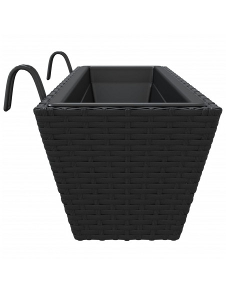 Fioriere con Ganci 2 pz Nere in Polyrattan