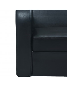 Divano a 3 Posti in Pelle Sintetica Nero
