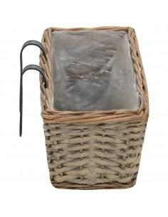 Fioriere da Balcone 2 pz in Vimini con Rivestimento in PE 60 cm 2