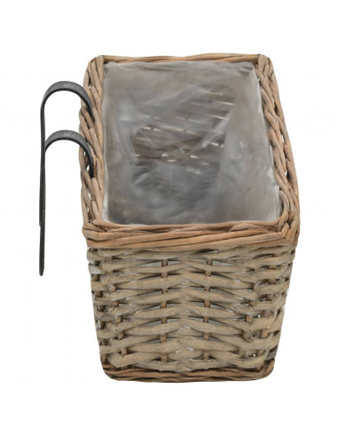 Fioriere da Balcone 2 pz in Vimini con Rivestimento in PE 60 cm