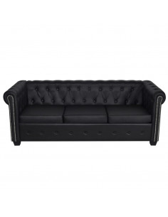 Divani Chesterfield a 2 Posti e a 3 Posti in Similpelle Nero