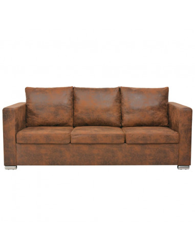 Divano a 3 Posti 191x73x82 cm in Pelle Scamosciata Artificiale