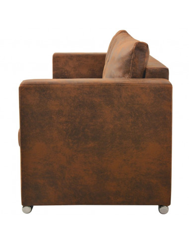 Divano a 3 Posti 191x73x82 cm in Pelle Scamosciata Artificiale