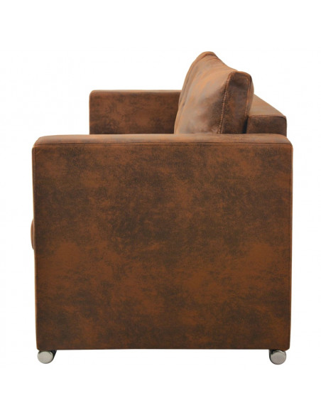 Divano a 3 Posti 191x73x82 cm in Pelle Scamosciata Artificiale