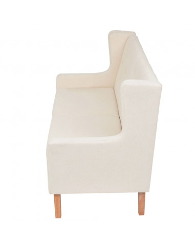 Divano a 2 Posti in Tessuto Bianco Crema