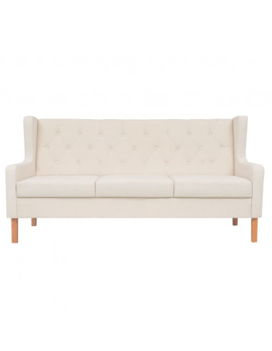 Divano a 3 Posti in Tessuto Bianco Crema