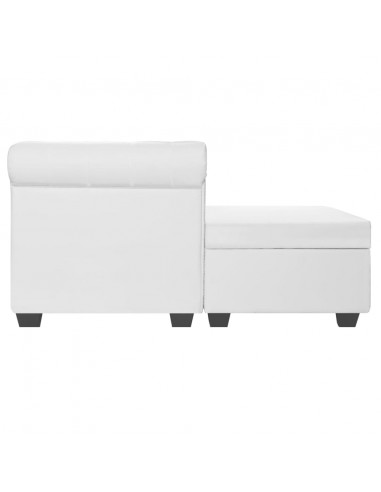 Divano Chesterfield a L in Finta Pelle Bianco