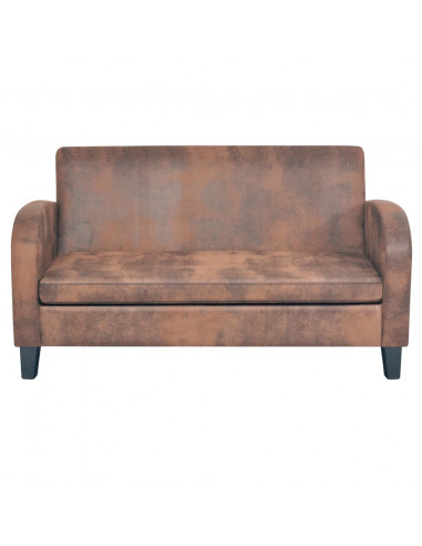 Divano a 2 Posti in Camoscio Artificiale Marrone