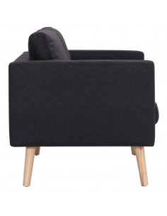 Divano a 3 Posti in Tessuto Nero