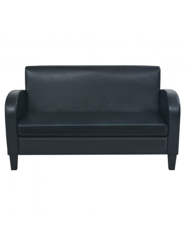 Divano a 2 Posti in Pelle Sintetica Nero
