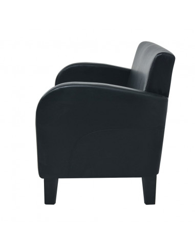 Divano a 2 Posti in Pelle Sintetica Nero