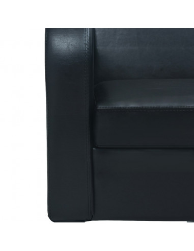 Divano a 2 Posti in Pelle Sintetica Nero