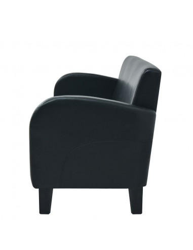 Divano a 3 Posti in Pelle Sintetica Nero