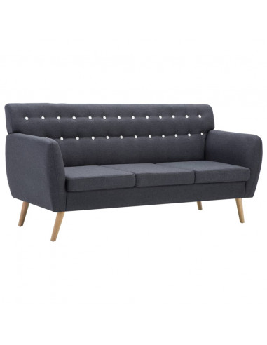 Divano a 3 Posti Rivestito in Tessuto 172x70x82 cm Grigio Scuro
