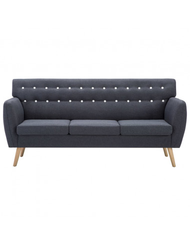 Divano a 3 Posti Rivestito in Tessuto 172x70x82 cm Grigio Scuro