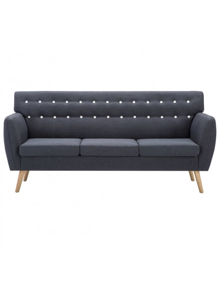 Divano a 3 Posti Rivestito in Tessuto 172x70x82 cm Grigio Scuro