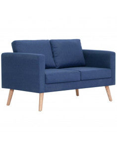Divano a 2 Posti in Tessuto Blu 2