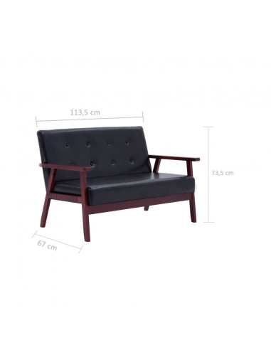 Divano a 2 Posti Nero in Similpelle