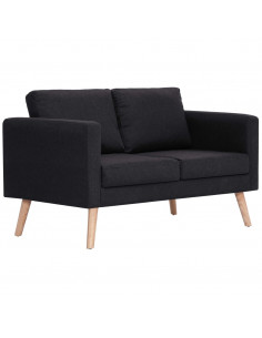 Divano a 2 Posti in Tessuto Nero 2