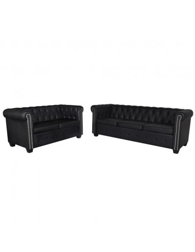 Divani Chesterfield a 2 Posti e a 3 Posti in Similpelle Nero