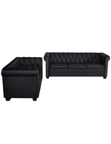 Divani Chesterfield a 2 Posti e a 3 Posti in Similpelle Nero