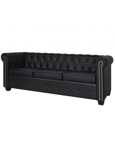 Divani Chesterfield a 2 Posti e a 3 Posti in Similpelle Nero