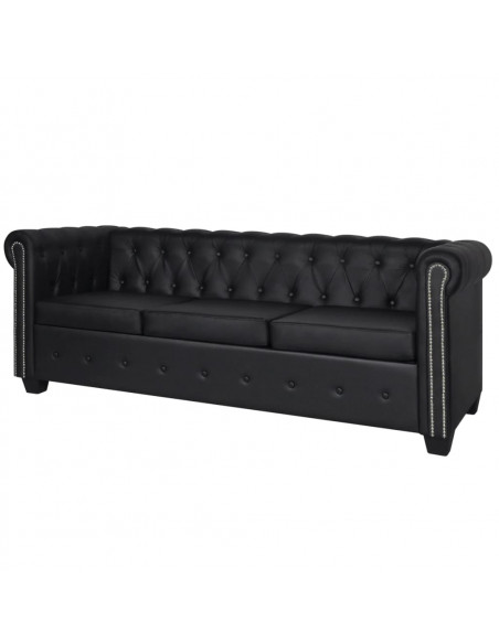 Divani Chesterfield a 2 Posti e a 3 Posti in Similpelle Nero
