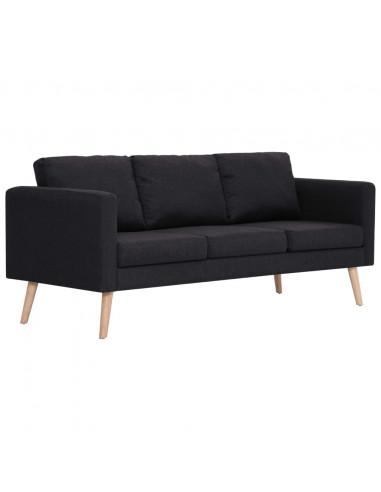 Divano a 3 Posti in Tessuto Nero