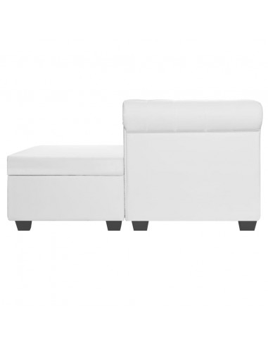 Divano Chersterfield a L in Pelle Sintetica Bianca