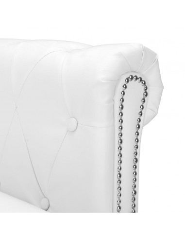 Divano Chersterfield a L in Pelle Sintetica Bianca