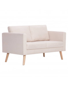 Divano a 2 Posti in Tessuto Crema 2