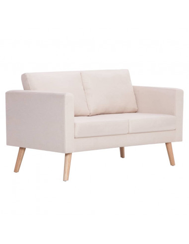 Divano a 2 Posti in Tessuto Crema